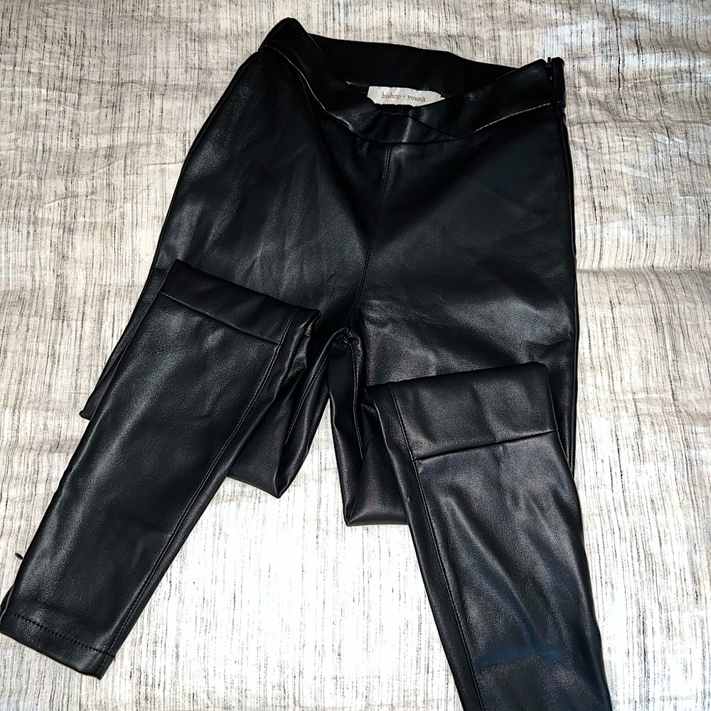 Bishop + Young Black Vegan Leather Leggings Pants